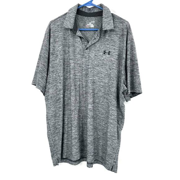 Under‎ Armour Heatgear Size XL Short Sleeve Polo Shirt Gray Loose Fit Sport Golf - Picture 1 of 3